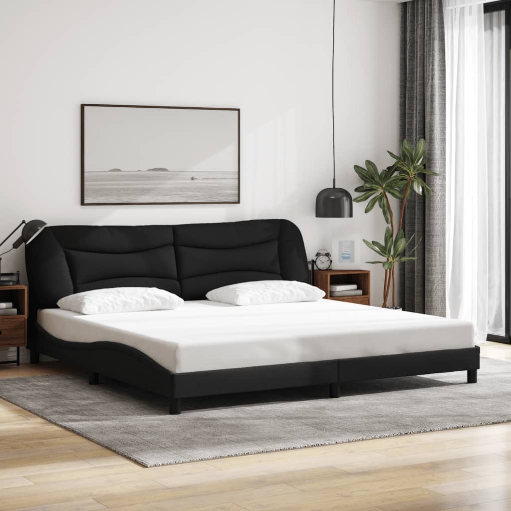 vidaXL Estructura de cama con luces LED tela negro 200x200 cm