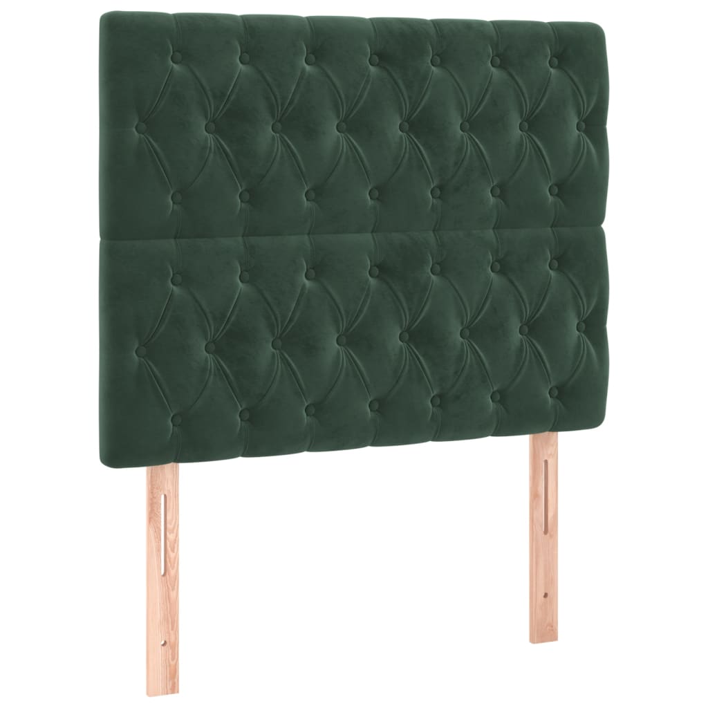 vidaXL Cabeceros 2 unidades de terciopelo verde oscuro 100x7x78/88 cm