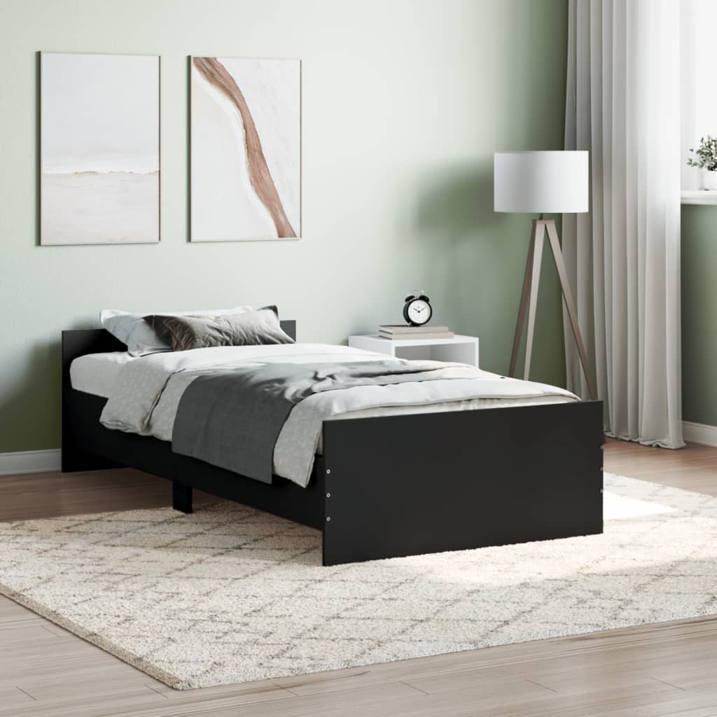 vidaXL Estructura de cama madera de ingeniería negra 90x200 cm