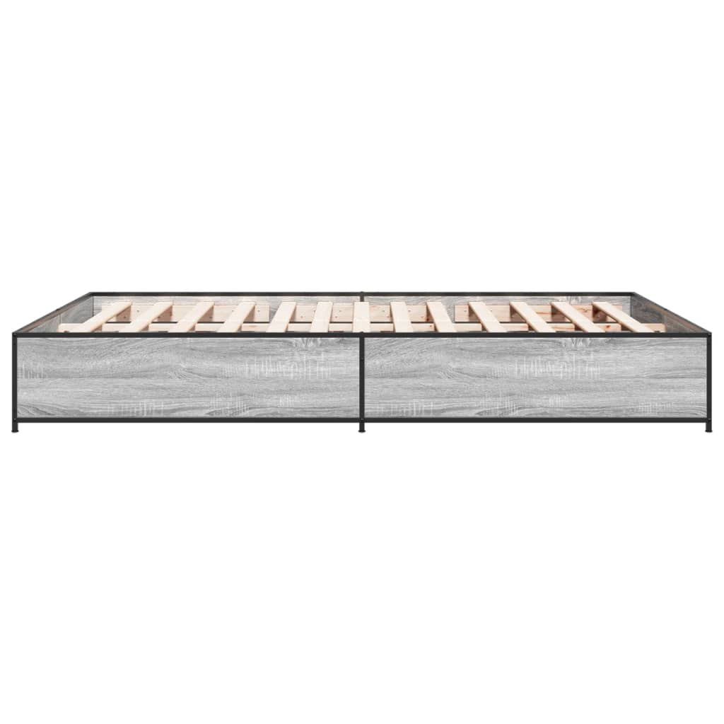 vidaXL Estructura cama madera ingeniería metal gris Sonoma 140x200 cm