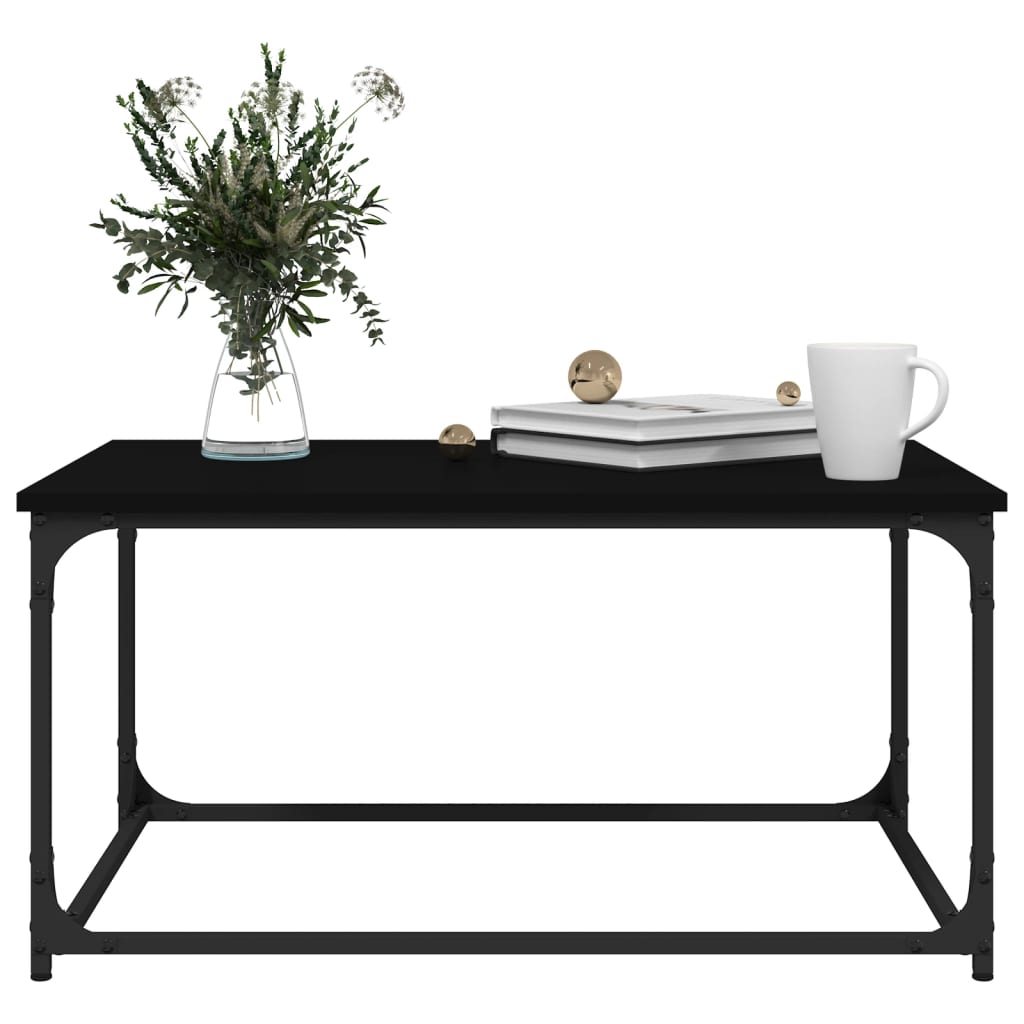 vidaXL Mesa de centro madera contrachapada y hierro negro 80x50x40 cm