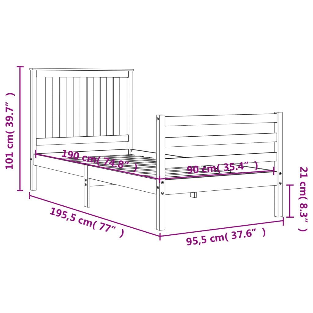 vidaXL Estructura de cama con cabecero madera maciza