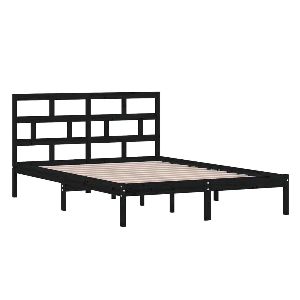 vidaXL Estructura de cama de madera maciza de pino negro 140x200 cm