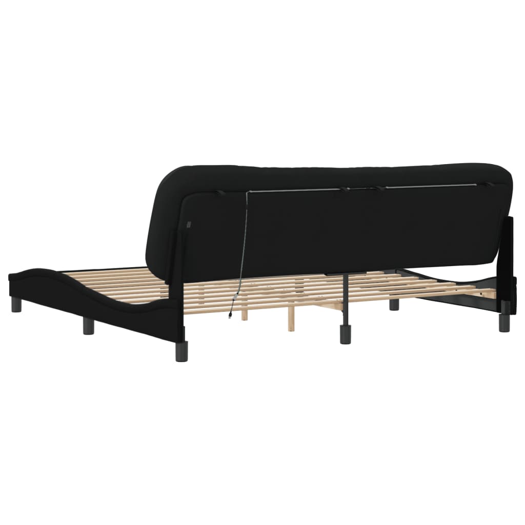 vidaXL Estructura de cama con luces LED tela negro 200x200 cm