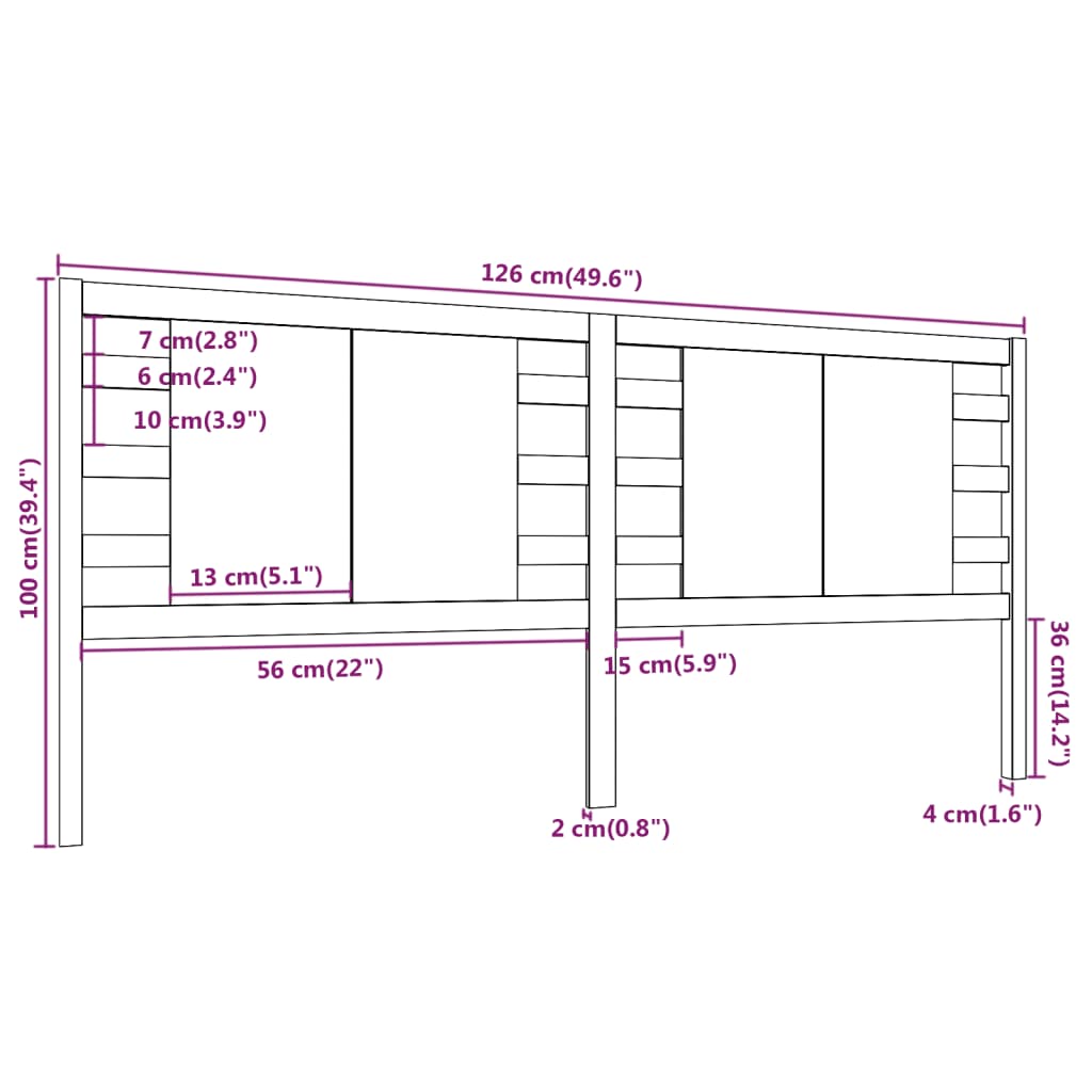 vidaXL Cabecero de cama madera maciza de pino 126x4x100 cm