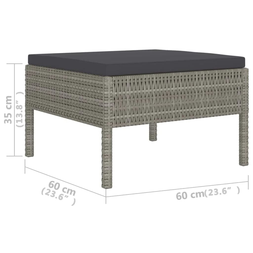 vidaXL Set de muebles de jardín 6 pzas y cojines ratán sintético gris