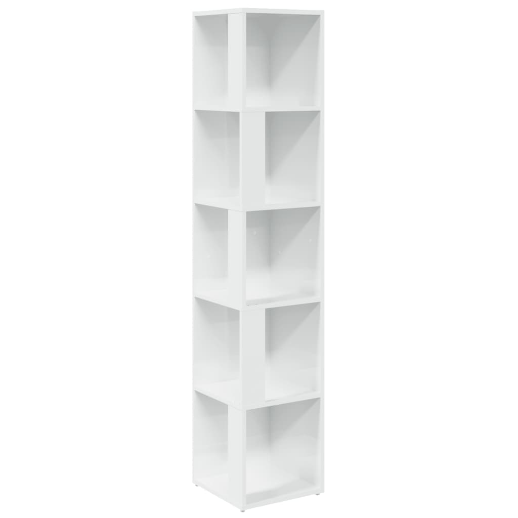 vidaXL Mueble esquina madera contrachapada blanco brillo 33x33x164,5cm