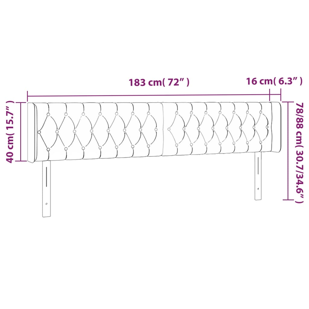 vidaXL Cabecero con LED de tela gris claro 183x16x78/88 cm