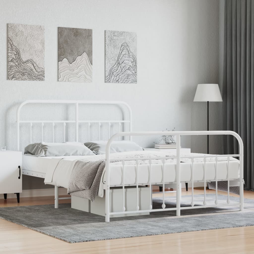 vidaXL Estructura cama sin colchón con estribo metal blanco 150x200 cm