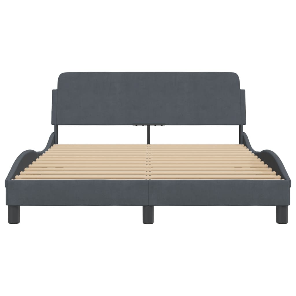 vidaXL Estructura de cama sin colchón terciopelo gris oscuro 140x190cm