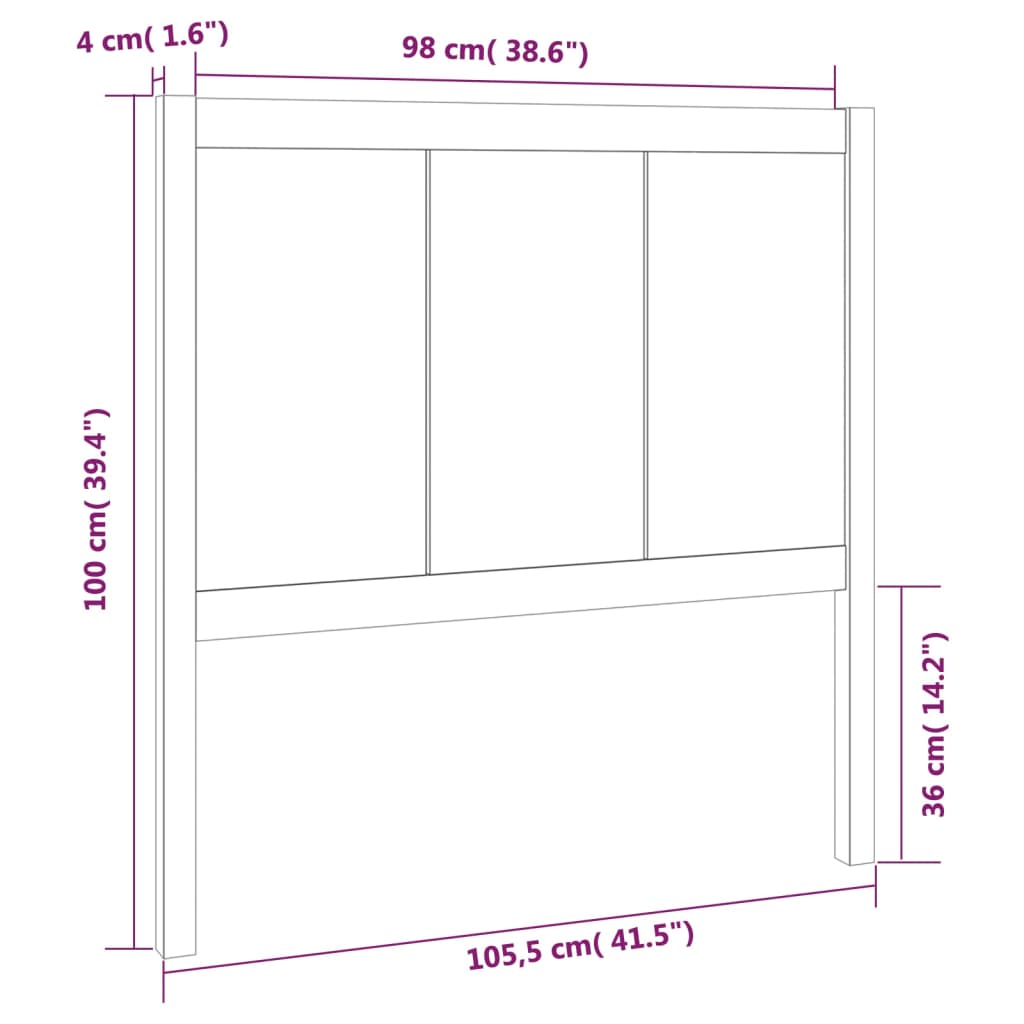 vidaXL Cabecero de cama madera maciza pino marrón miel 105,5x4x100 cm