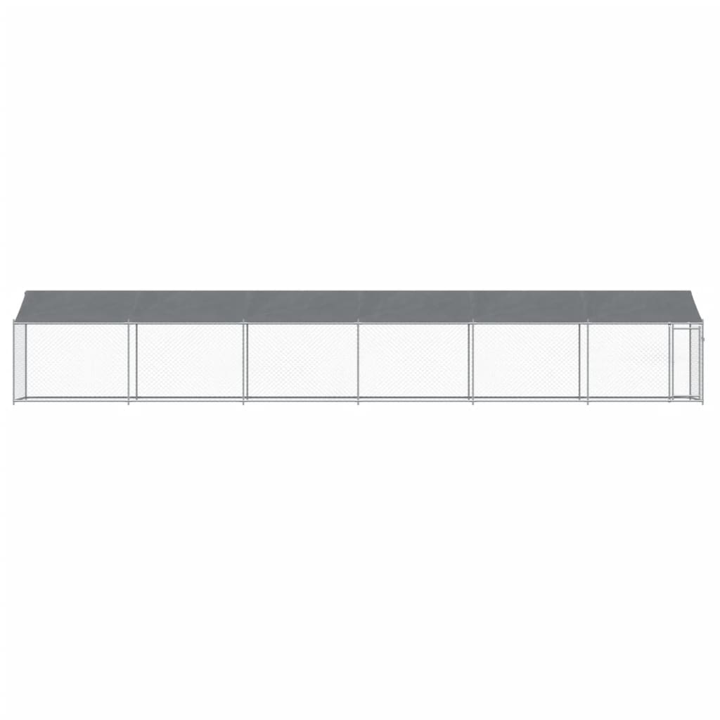 vidaXL Jaula de perros techo y puerta acero galvanizado gris 12x2x2 m