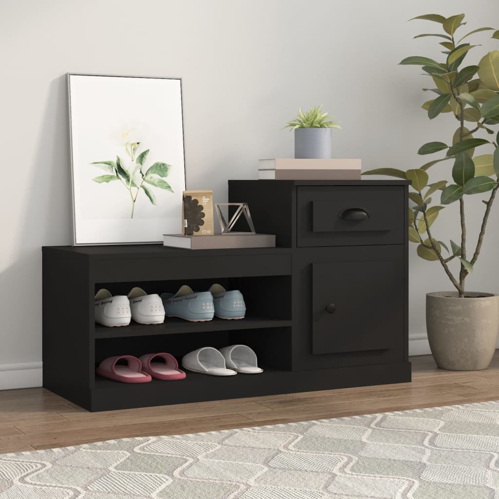 vidaXL Mueble zapatero madera contrachapada negro 100x42x60 cm