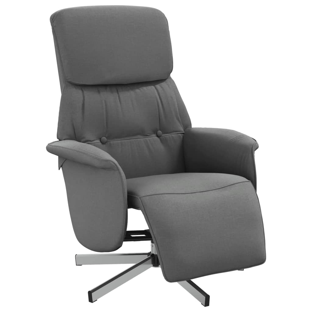 vidaXL Sillón reclinable con reposapiés tela gris oscuro