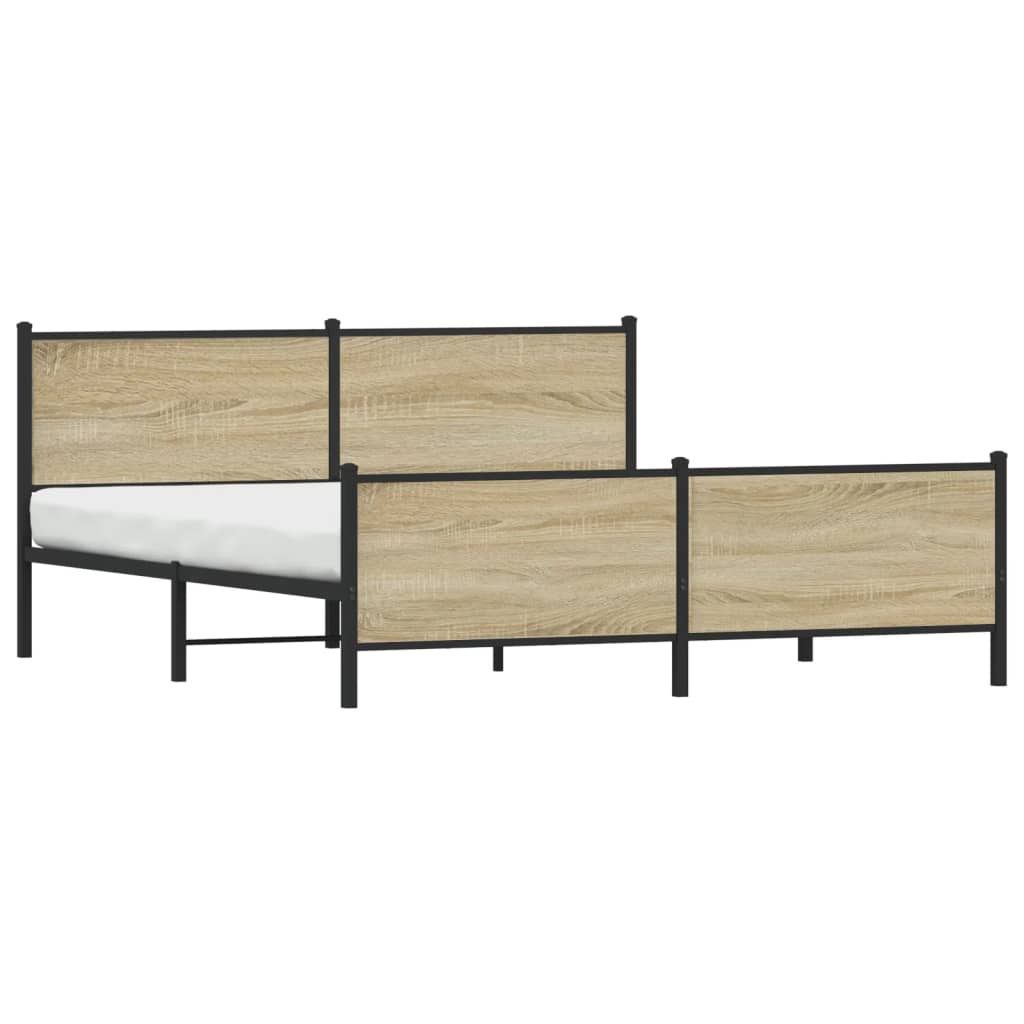 vidaXL Estructura de cama sin colchón metal roble Sonoma 193x203 cm