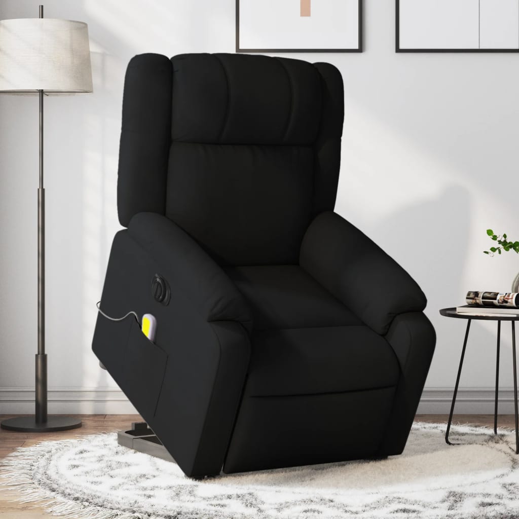 vidaXL Sillón de masaje eléctrico reclinable elevable tela negro