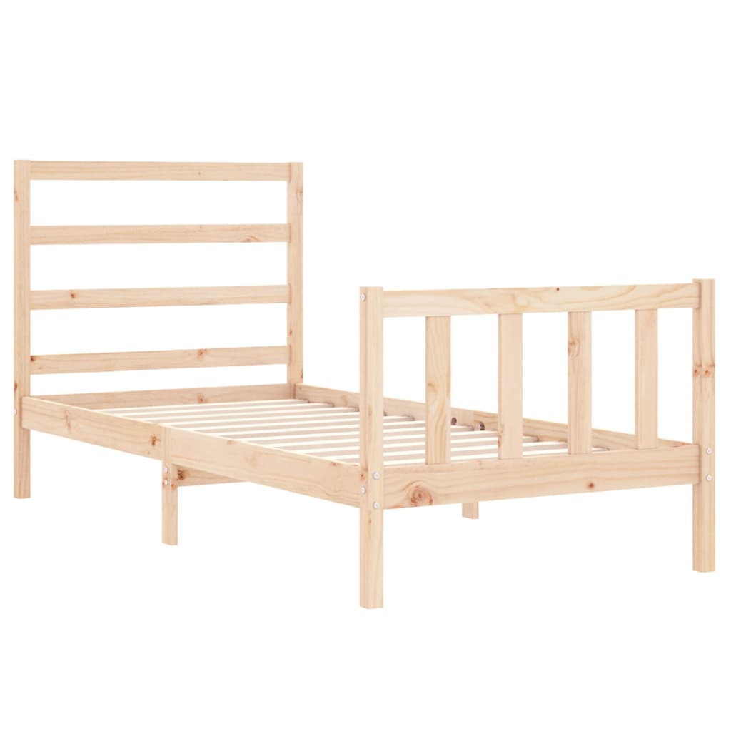 vidaXL Estructura de cama con cabecero madera maciza 90x190 cm