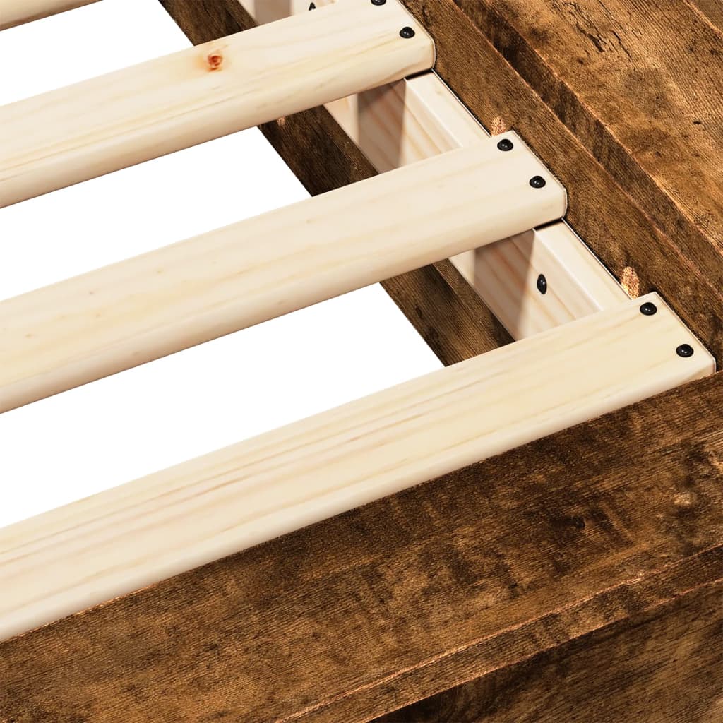 vidaXL Estructura de cama madera de ingeniería roble ahumado 135x190cm
