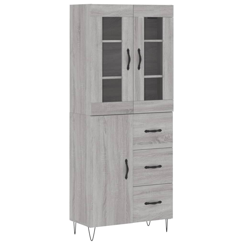 vidaXL Aparador alto madera contrachapada gris sonoma 69,5x34x180 cm