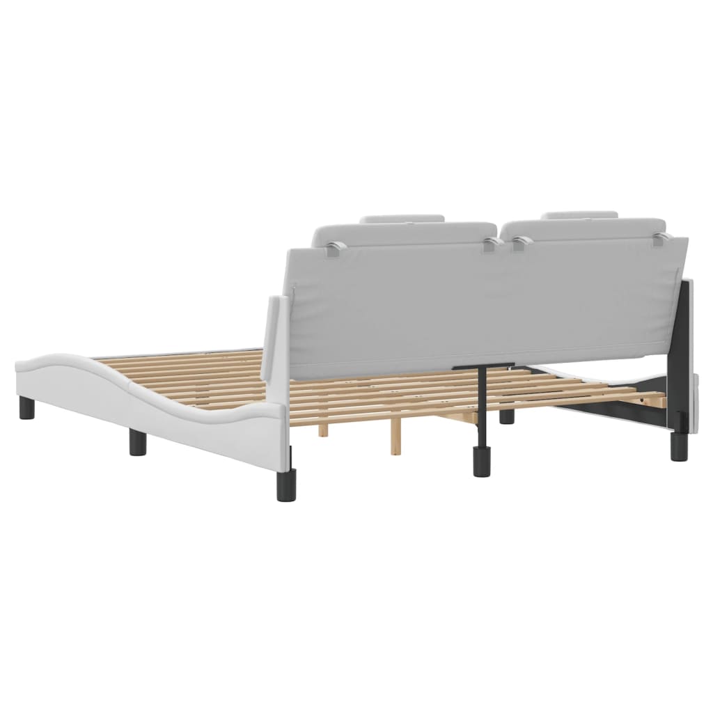 vidaXL Estructura de cama sin colchón cuero sintético blanco 160x200cm