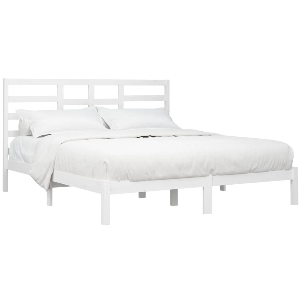 vidaXL Estructura de cama madera maciza blanco Supe King 180x200 cm