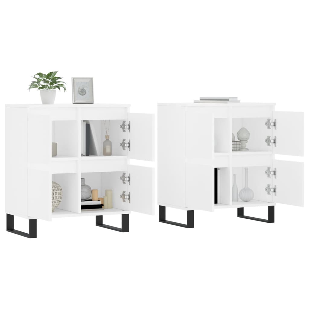 vidaXL Aparadores 2 piezas madera contrachapada blanco