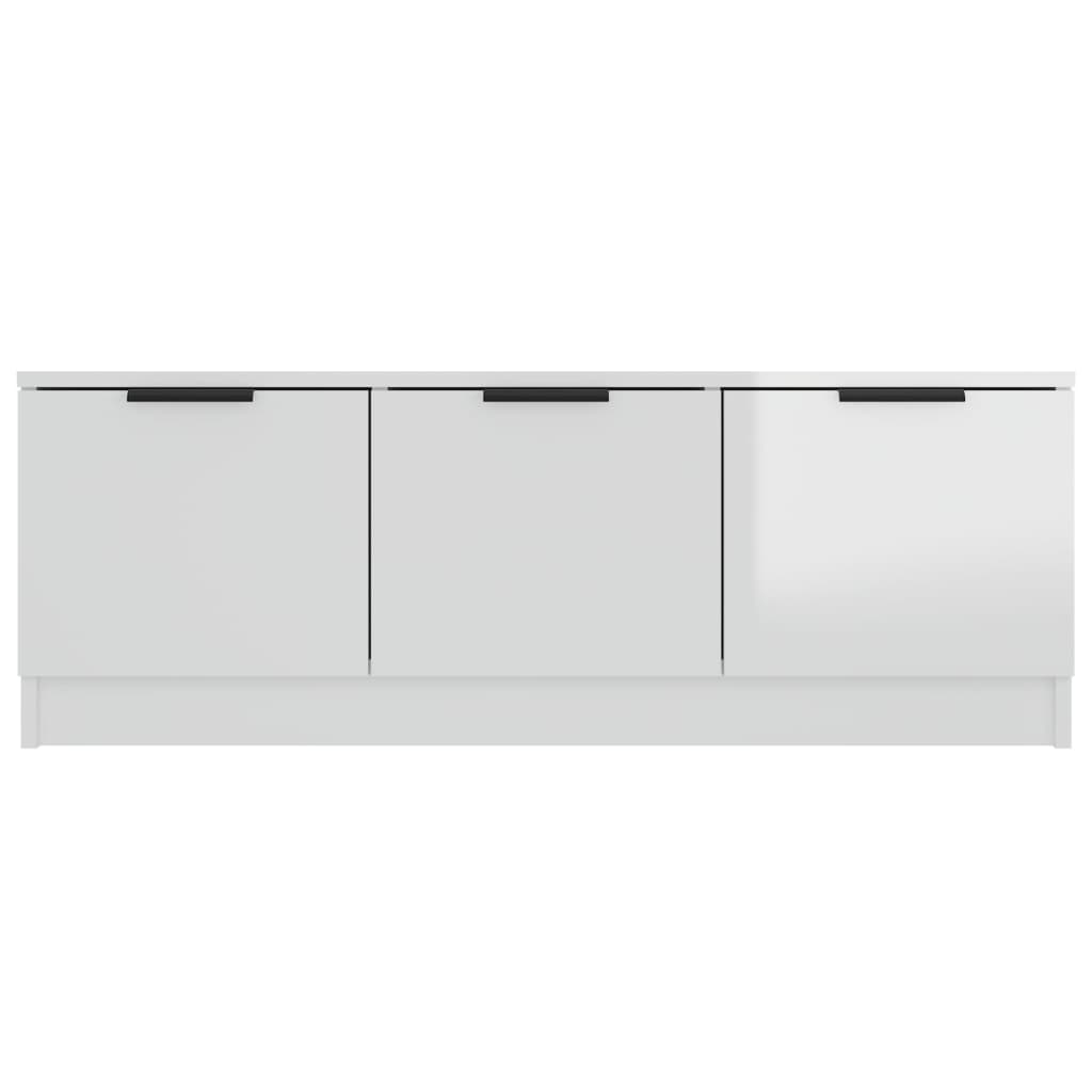 vidaXL Mueble de TV madera contrachapada blanco brillo 102x35x36,5 cm