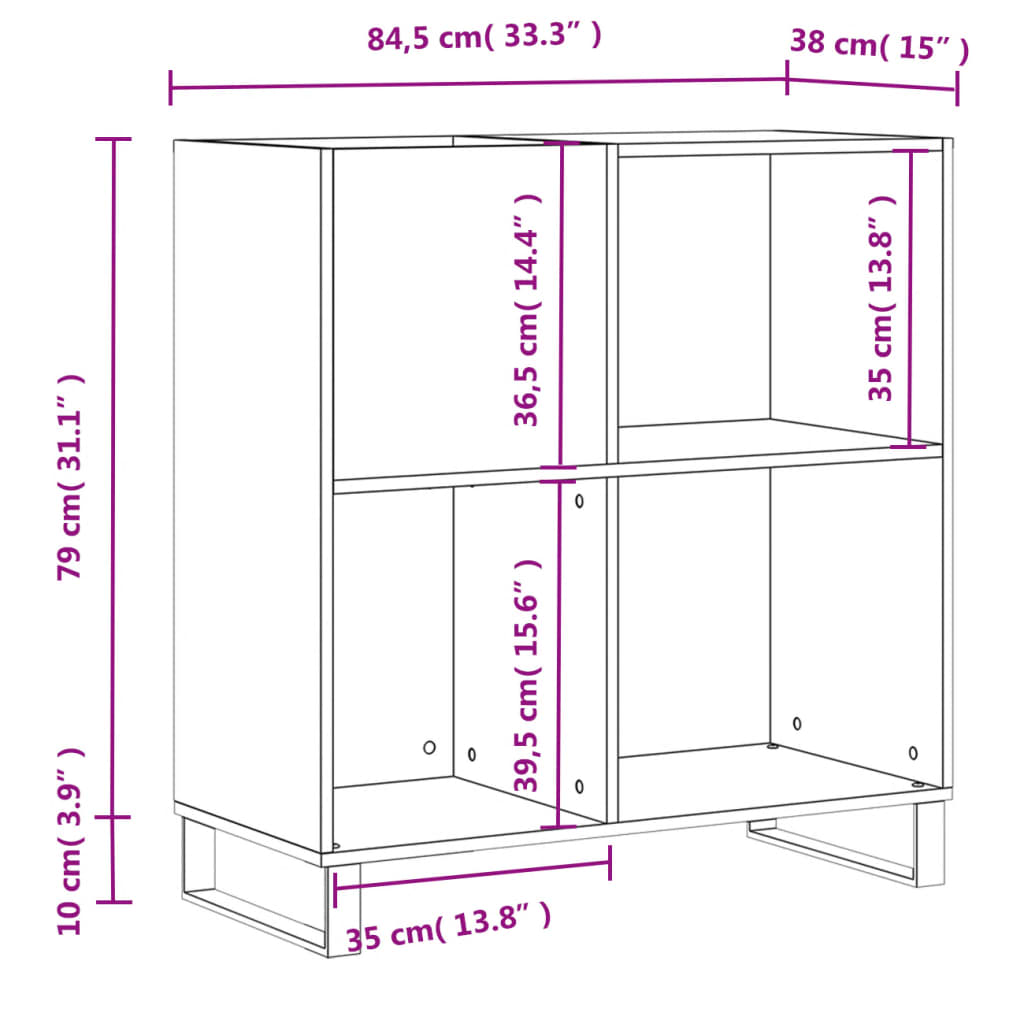 vidaXL Mueble discos madera contrachapada blanco brillo 84,5x38x89 cm