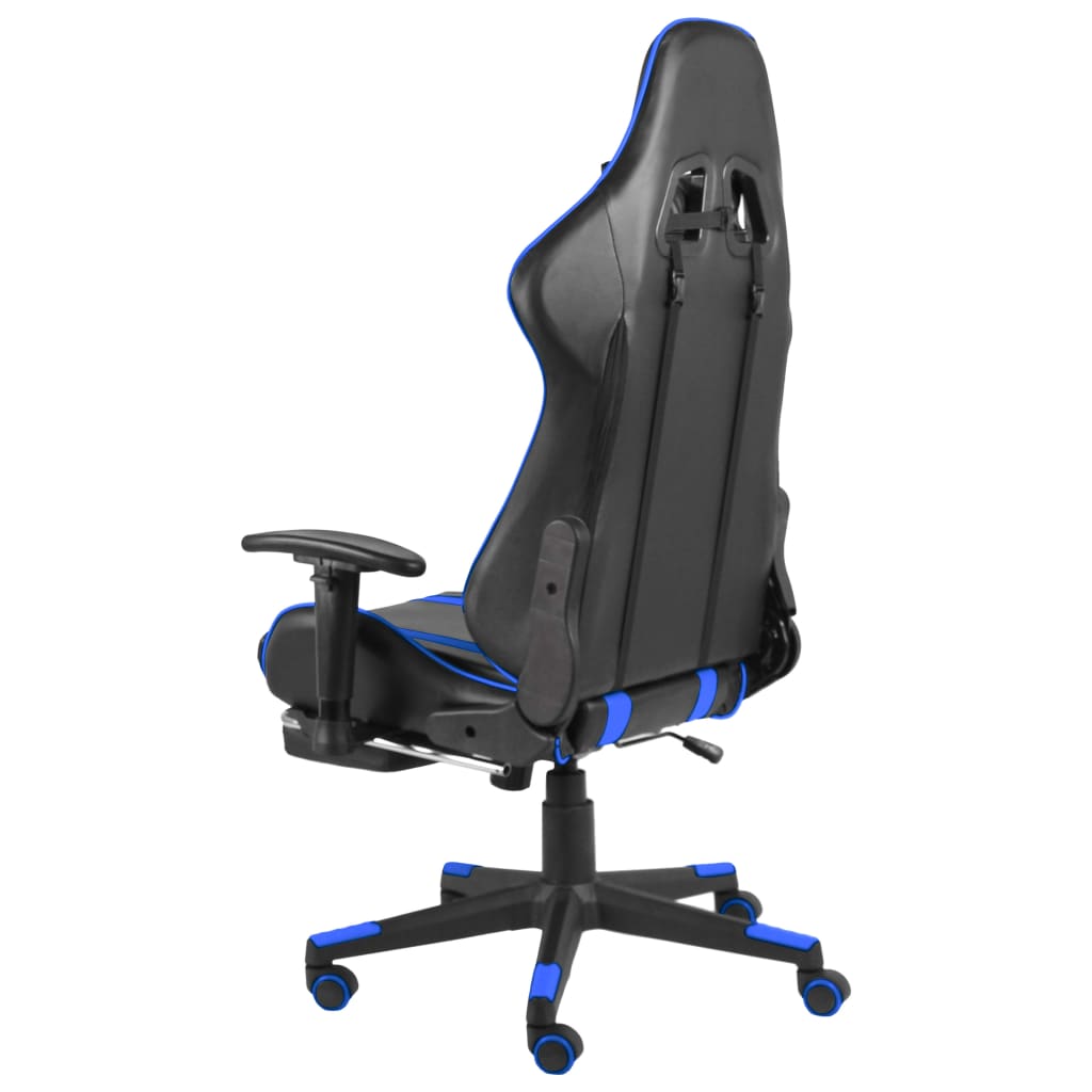 vidaXL Silla gaming giratoria con reposapiés PVC azul