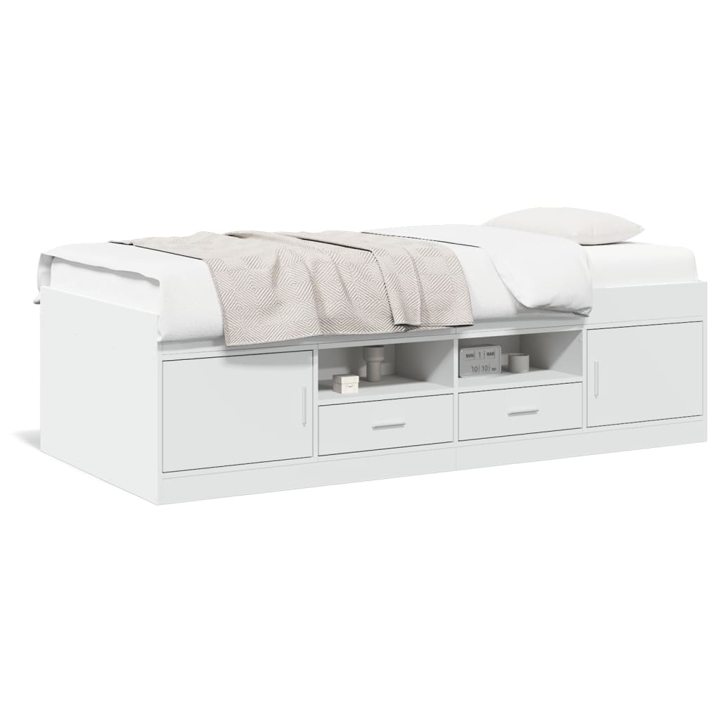 vidaXL Sofá cama con cajones sin colchón blanco 90x190 cm