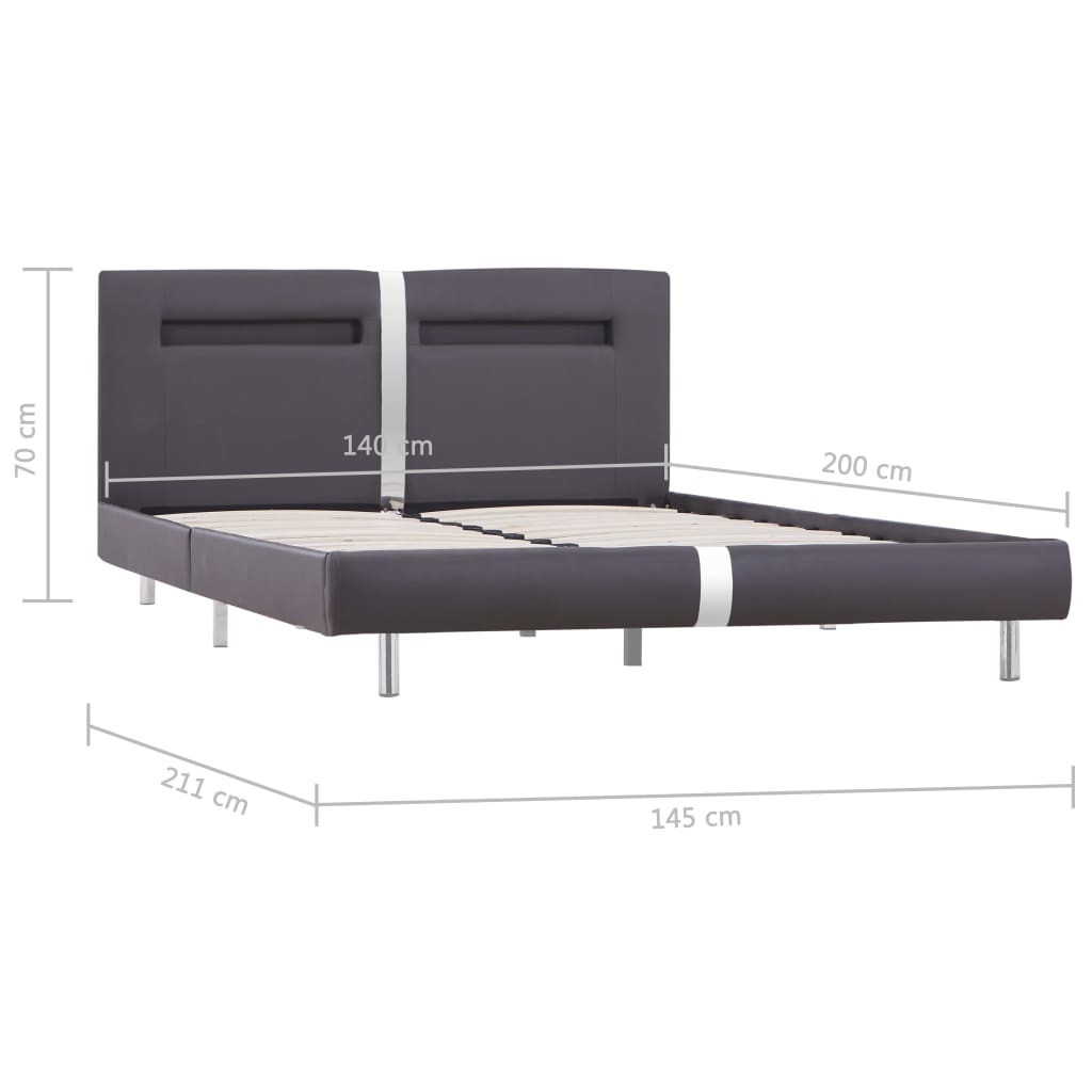 vidaXL Estructura de cama con LED sin colchón cuero negro 140x200 cm