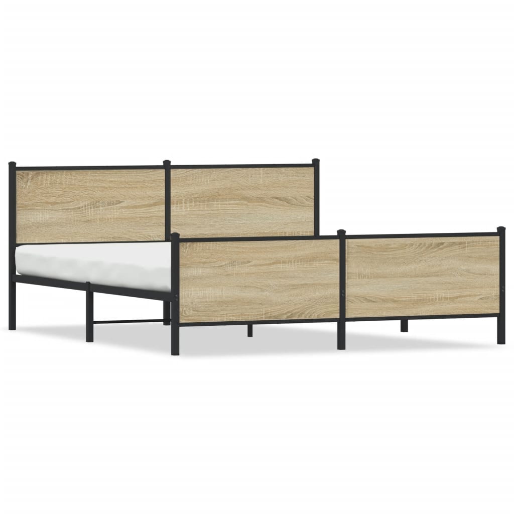 vidaXL Estructura de cama sin colchón metal roble Sonoma 193x203 cm