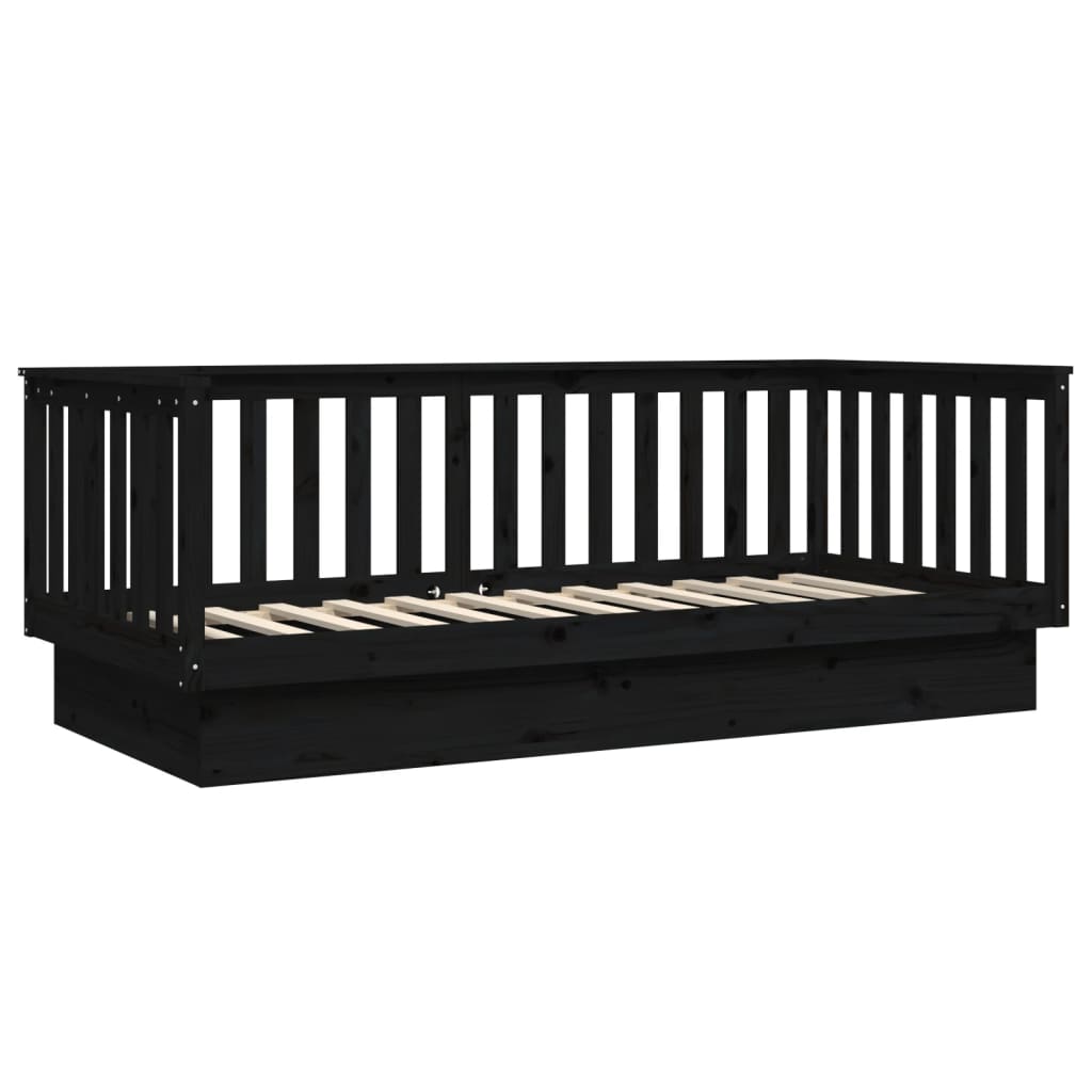 vidaXL Sofá cama de madera maciza de pino negro 80x200 cm