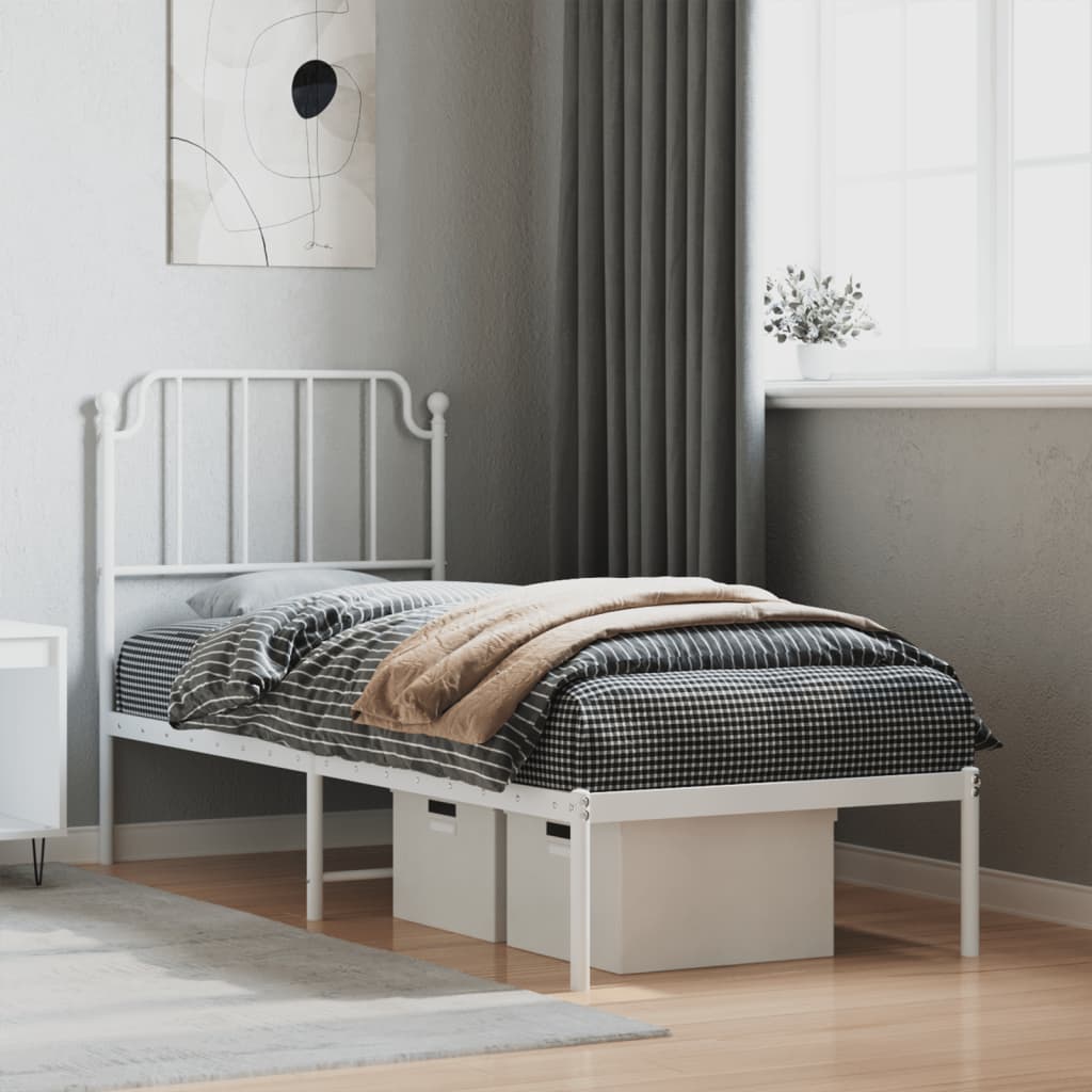 vidaXL Estructura cama sin colchón con cabecero metal blanco 75x190 cm