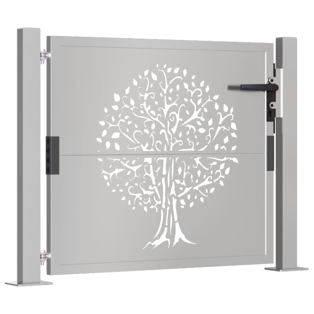 vidaXL Puerta de jardín acero corten diseño árbol 105x105 cm