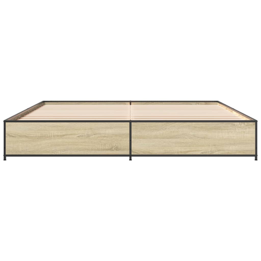 vidaXL Estructura cama madera ingeniería metal roble Sonoma 180x200 cm