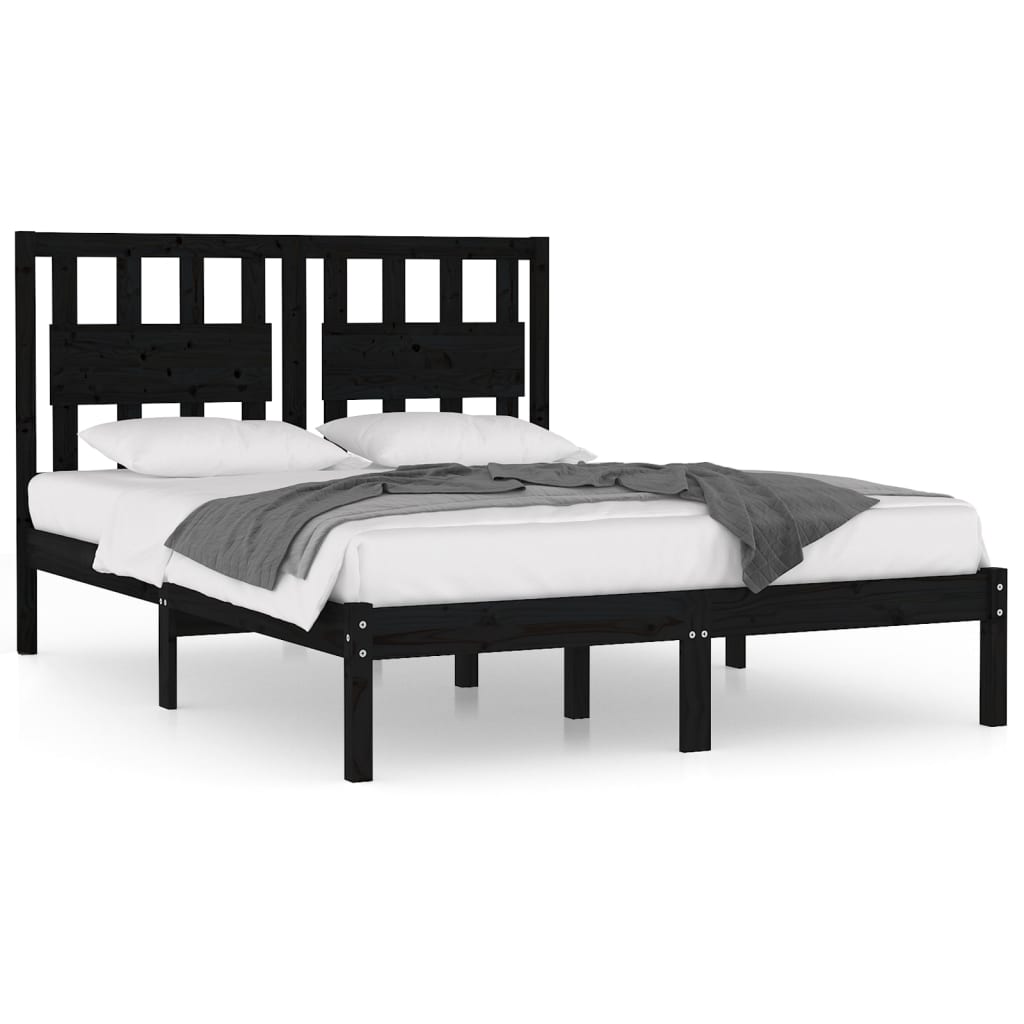 vidaXL Estructura de cama madera maciza pino negra doble 120x190 cm