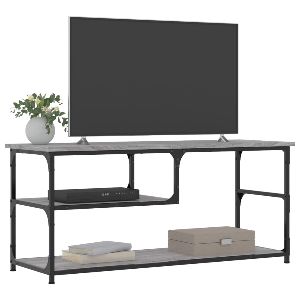 vidaXL Mueble de TV contrachapada y acero gris Sonoma 103x38x46,5 cm