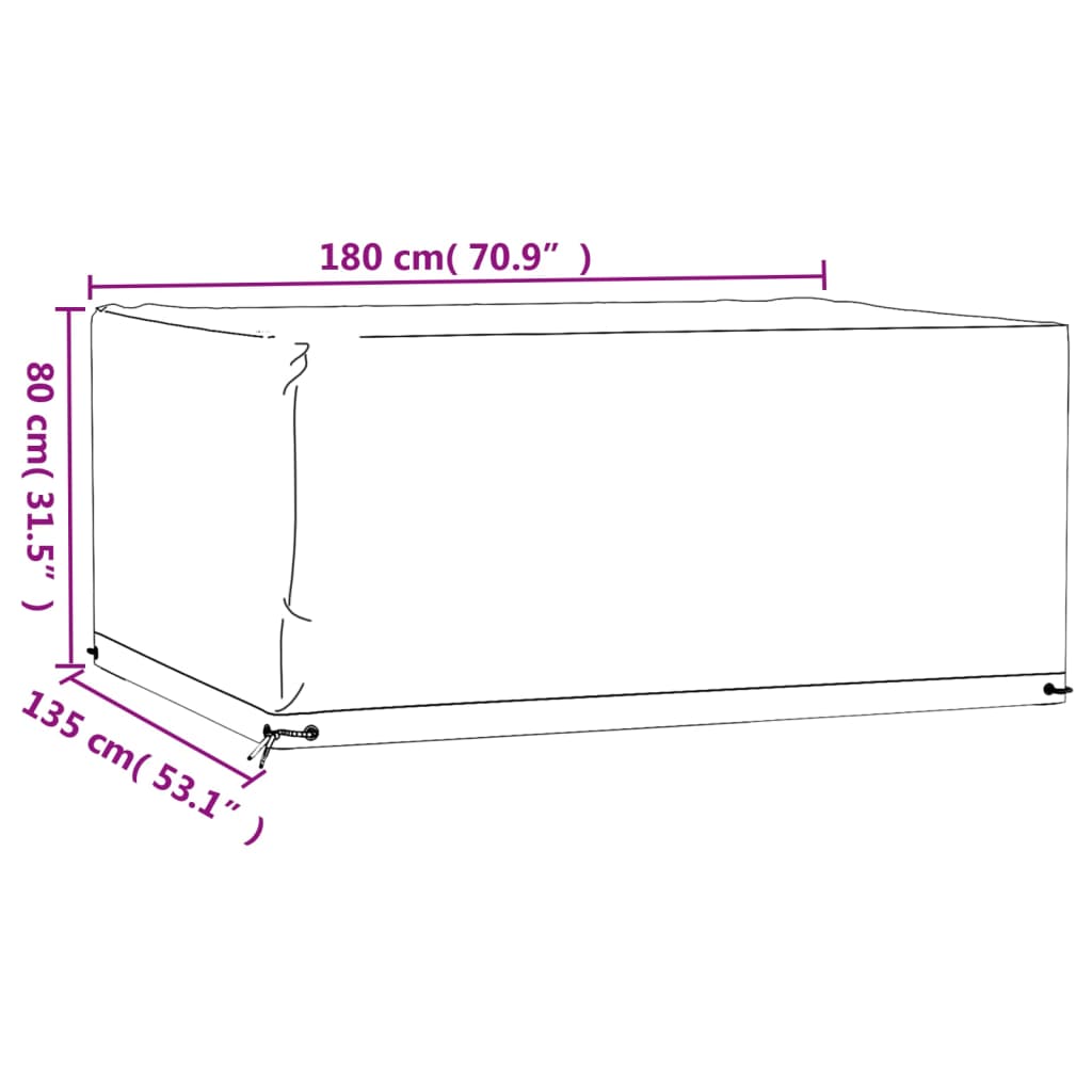 vidaXL Funda para muebles de jardín 8 ojales rectangular 180x135x80 cm
