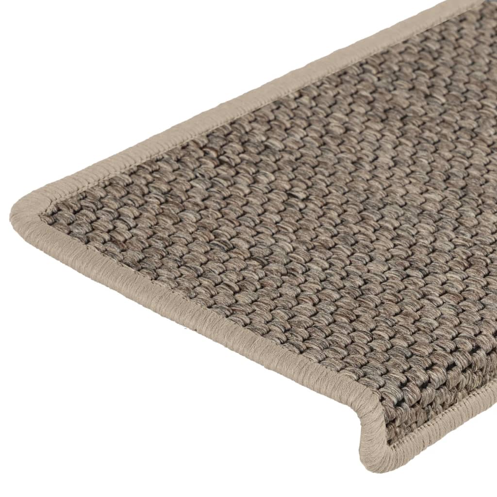 vidaXL Alfombrilla autoadhesiva escalera sisal 15 uds beige 65x21x4 cm