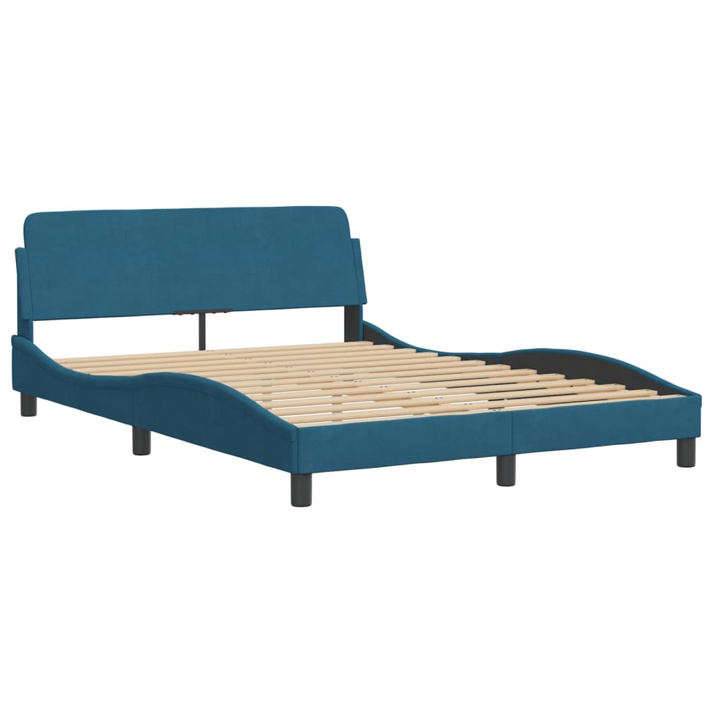 vidaXL Estructura de cama con luces LED terciopelo azul 140x190 cm