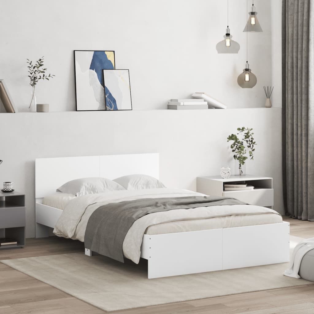 vidaXL Estructura de cama con cabecero blanca 135x190 cm