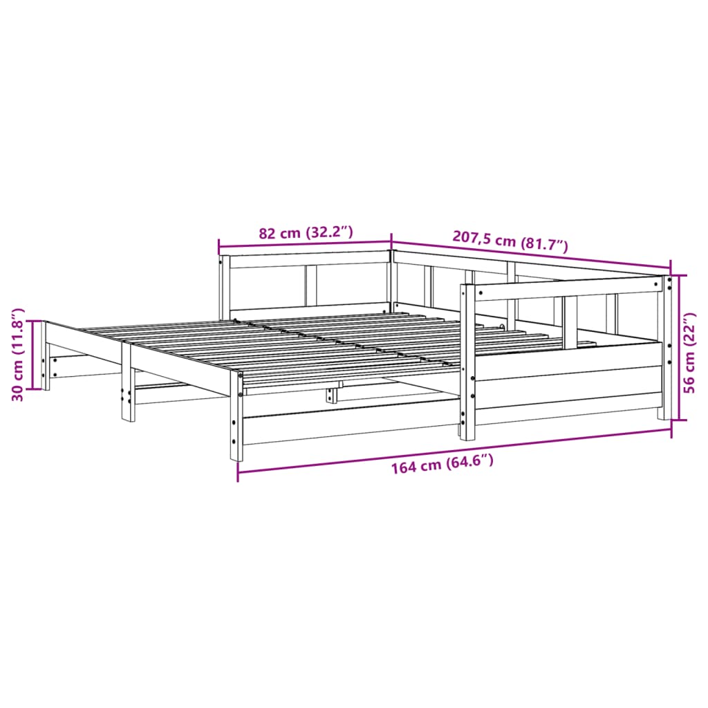 vidaXL Sofá cama sin colchón madera maciza de pino 80x200 cm