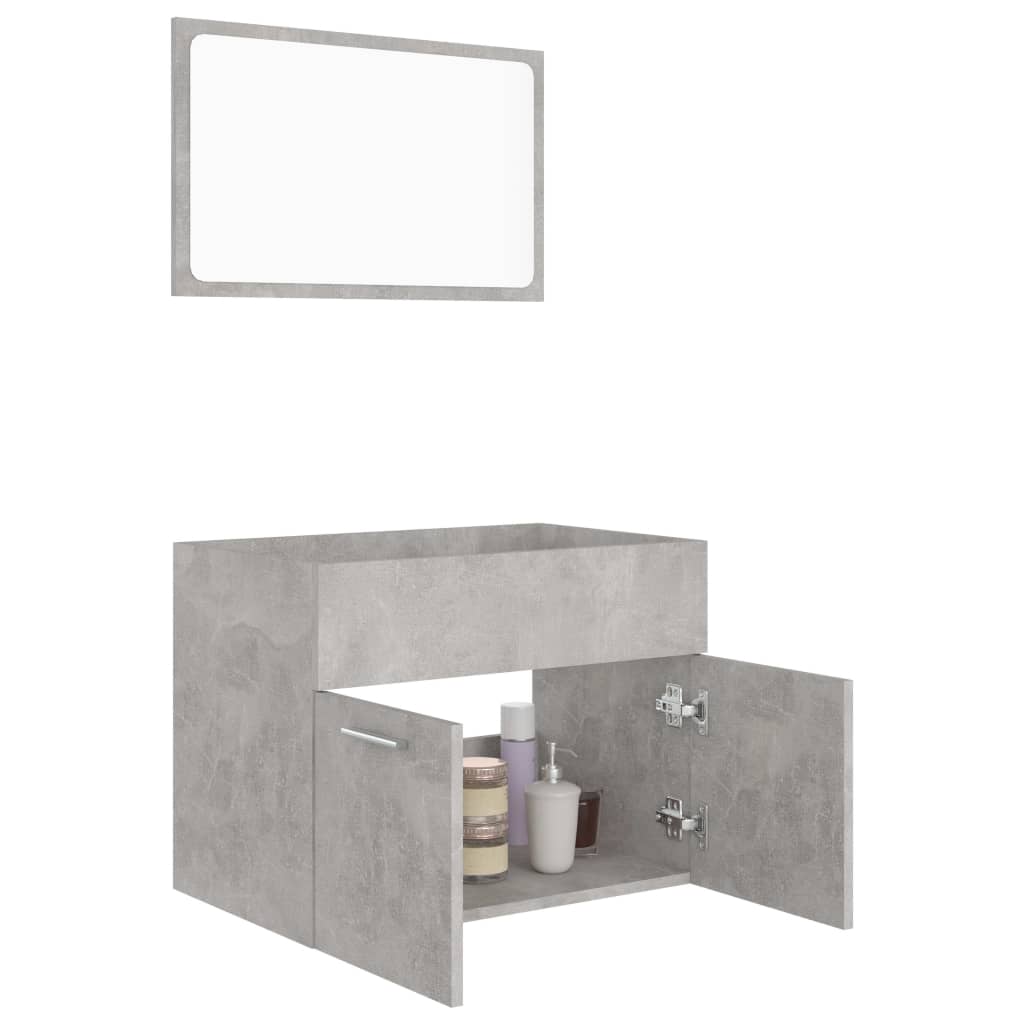 vidaXL Set muebles de baño 2 piezas madera contrachapada gris hormigón