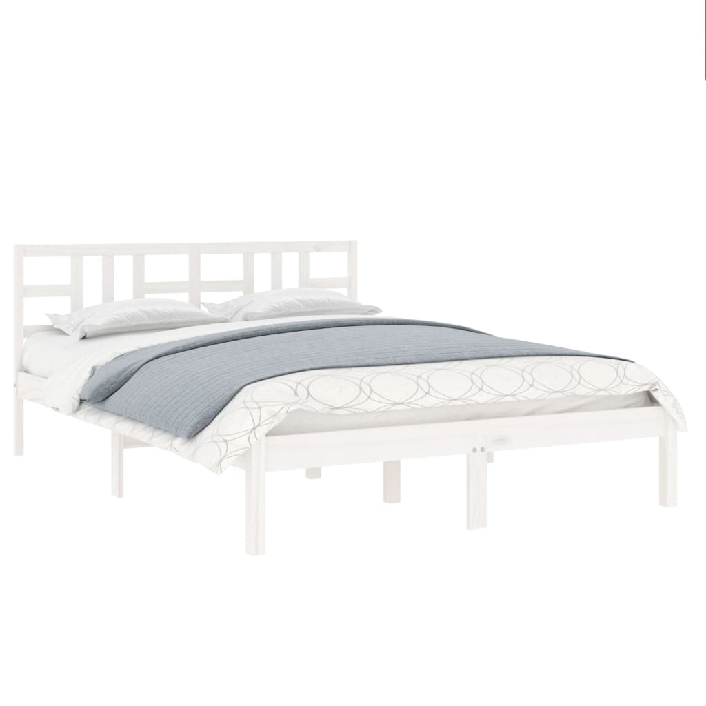 vidaXL Estructura de cama de madera maciza blanca 135x190 cm