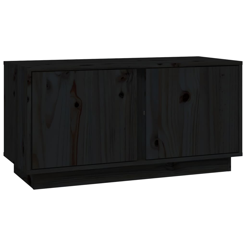 vidaXL Mueble de TV madera maciza de pino negro 80x35x40,5 cm