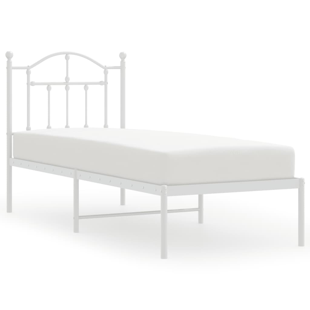 vidaXL Estructura de cama de metal con cabecero blanco 75x190 cm