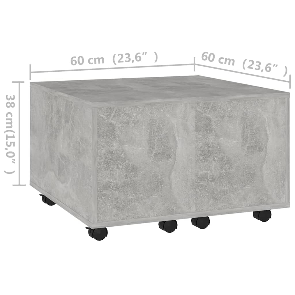 vidaXL Mesa de centro madera contrachapada gris hormigón 60x60x38 cm