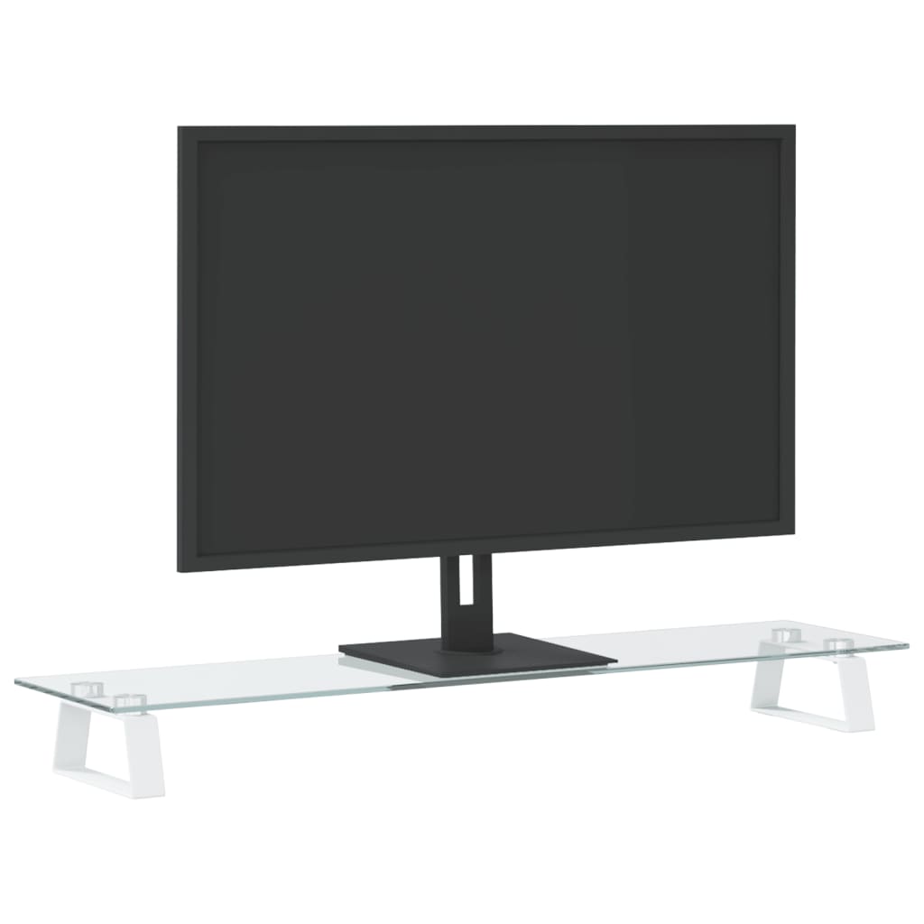 vidaXL Soporte de monitor vidrio templado y metal blanco 80x20x8 cm