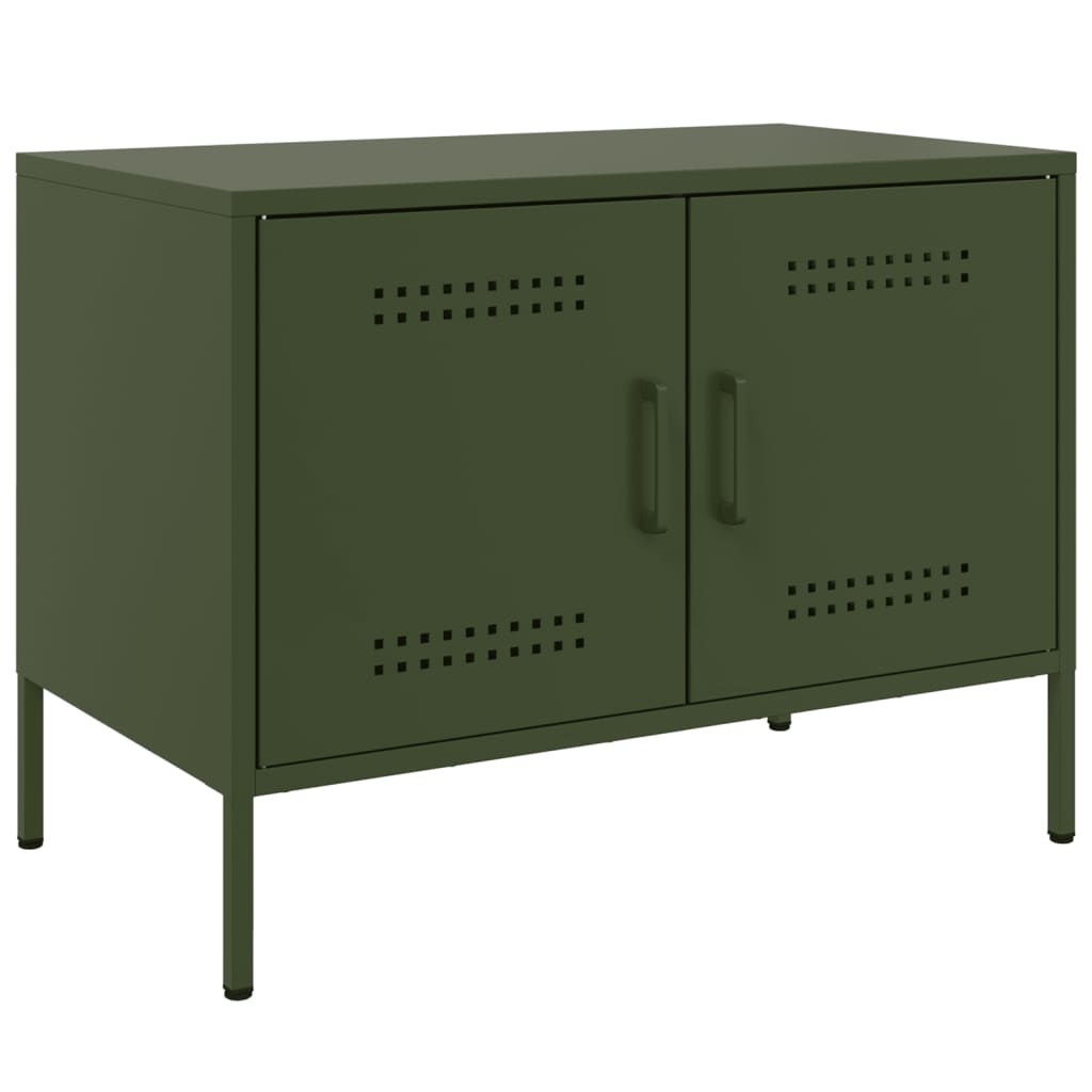 vidaXL Mueble de TV de acero verde oliva 68x39x50,5 cm